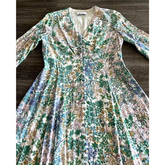 The Fold London Lochaline Japanese Botanical Floral Midi Dress 8 V-Neck Wedding - Picture 16 of 16